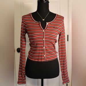 Dickies Long Sleeve Shirt, Multicolor Stripes, Used- Good